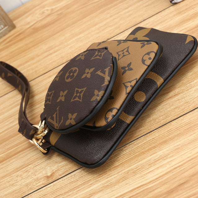 LV Louis Vuitton Fashionable Shoulder Crossbody Bag Waist Bag Wallet Three-piece Set