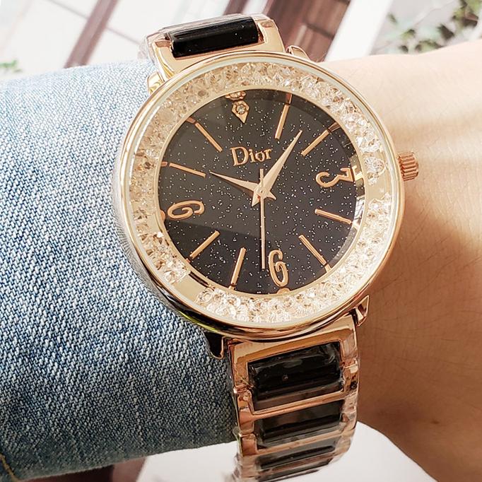 Dior CD Fashion Ladies Ceramic Steel Strap Diamond Watch