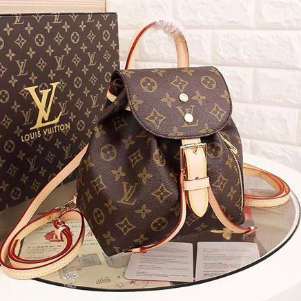 Louis Vuitton LV Classic Drawstring Backpack Fashion Lady Handbag Retro Small School Bag