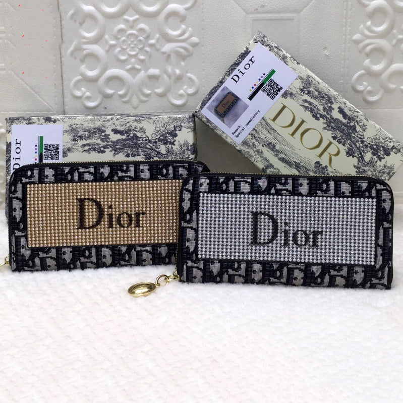 Christian Dior Fashion Ladies Bag Letter Embroidered Diamond Handbag Wallet Card Holder