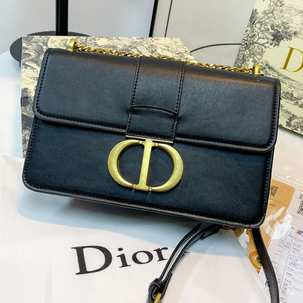 Christian Dior CD Buckle Flap Solid Color Shoulder Bag Crossbody