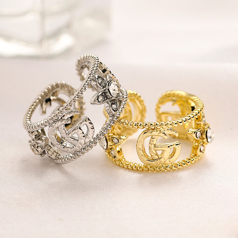 GG Fashion Letter Cutout Diamond Ring