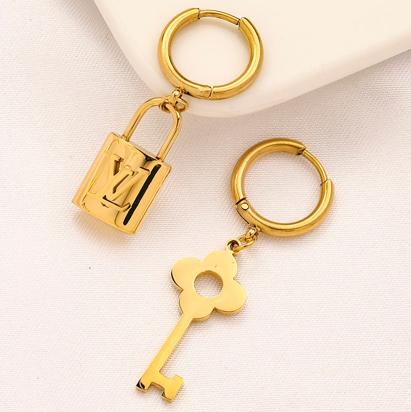 LV Louis Vuitton Fashion Ladies Key Door Lock Earrings