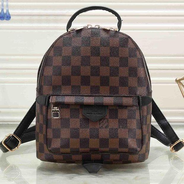 LV Louis Vuitton Women Casual School Bag Cowhide Leather Backpack from