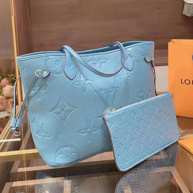 LV Louis Vuitton Shopping Leather Tote Handbag Shoulder Bag Purse Wallet Set Two-Piece Bag