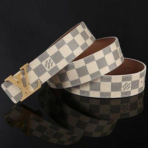 Louis Vuitton LV fashion printed gold and silver buckle belt hot