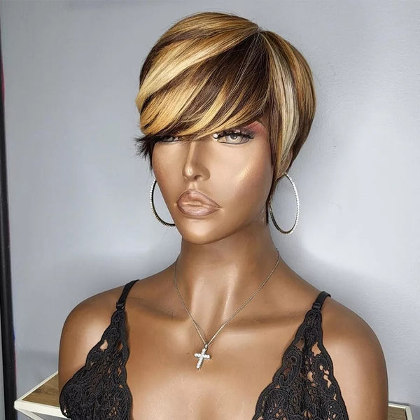 Short Pixie Cut Brazilian Human Hair Full Cap Wig ♥️ Honey Blonde ♥️ –  Shopforwigs