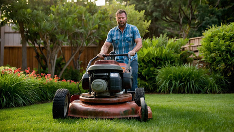 Man cutting the yard