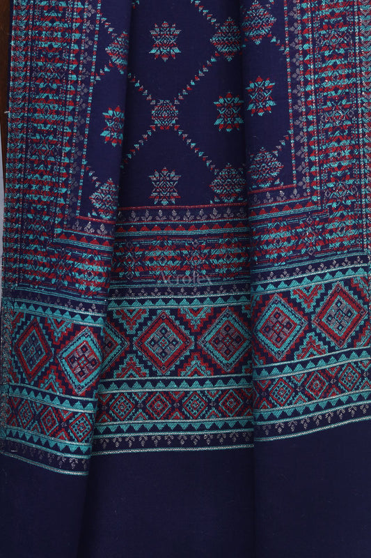 Blue Thread Work Woollen Suit Set