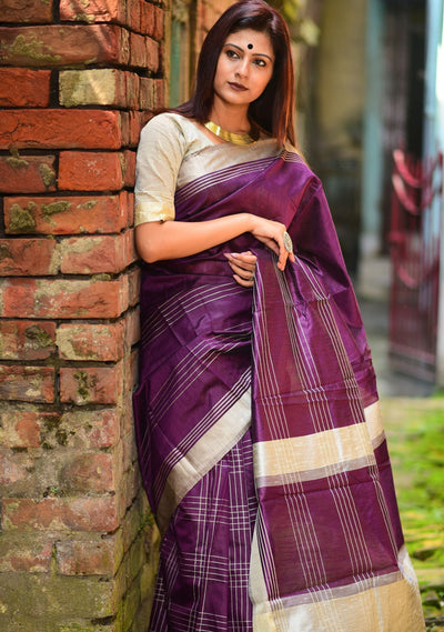 Butidar - The Silver Buti Banarasi Cotton Silk Saree – Monamaar