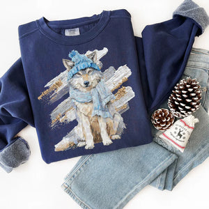 Wolf Faux Hand Painted Design - Hollyhocks & Honey, LLC