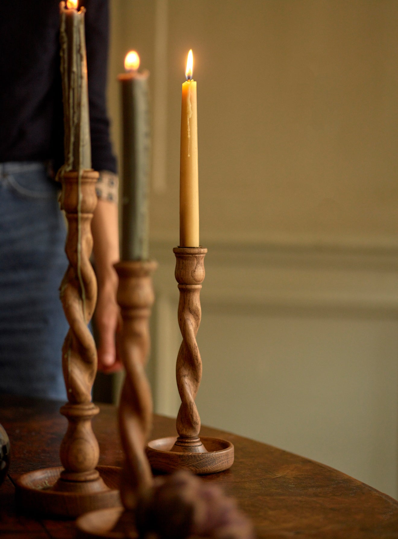 Wooden Candle Sticks Stained Samson Historical