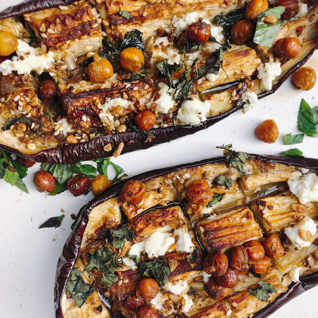 Sarah Cooper's mediterranean eggplant with crispy chickpeas & feta ...