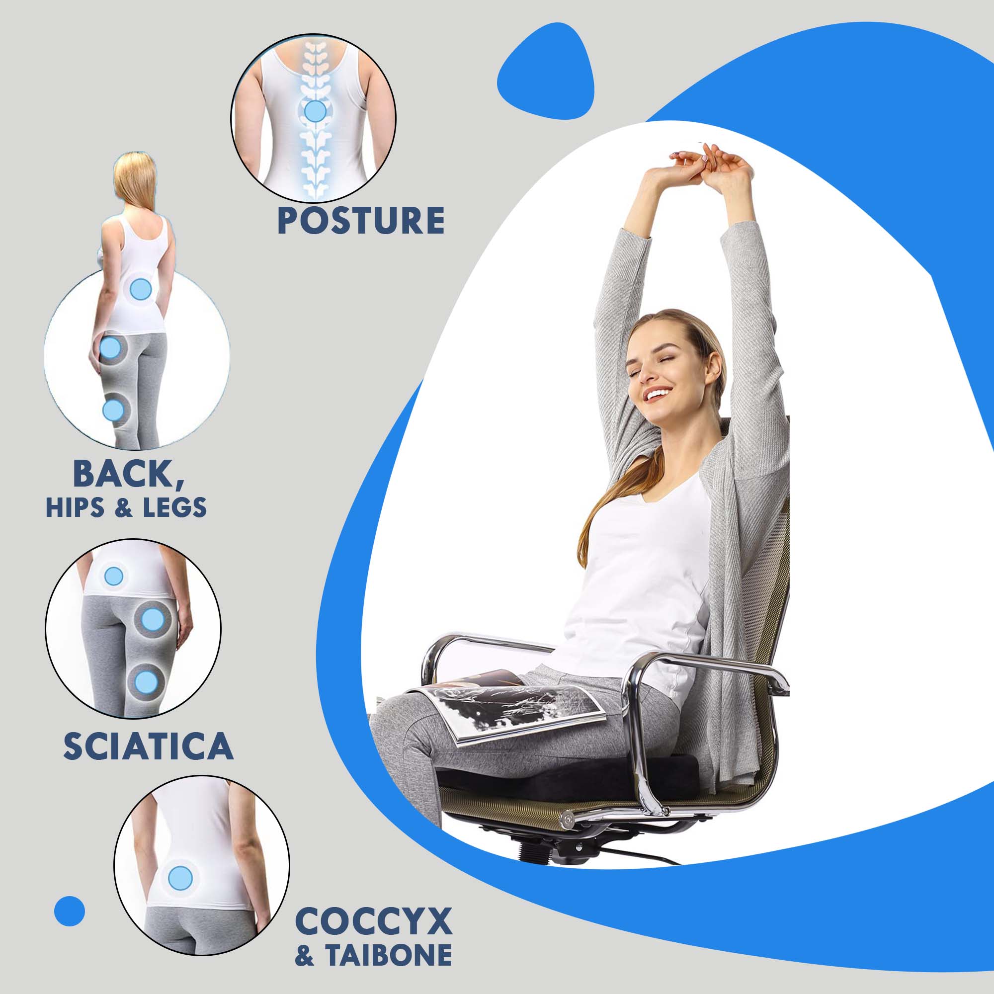 Tailbone Cushion Coccyx Seat Pain Relief Lumbar Back Sciatica