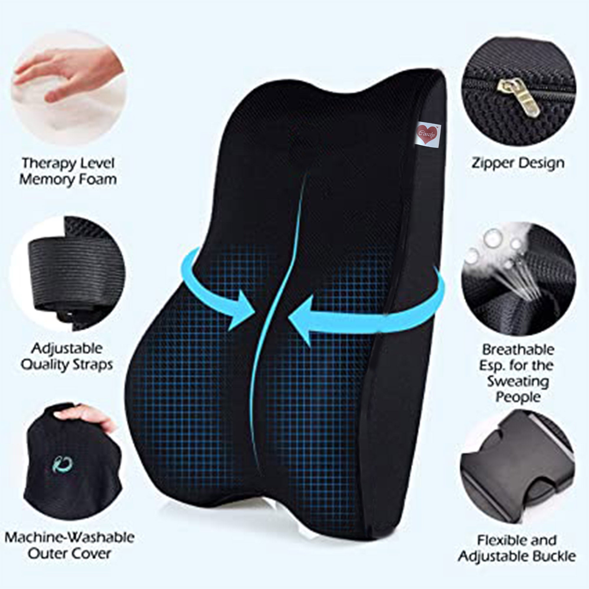 BodyHealt Orthopedic Memory Foam Seat Cushion and Lumbar Support Pillo –