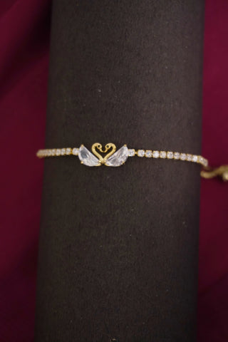 Designer Gold Plated with American Diamonds Swan Bracelet