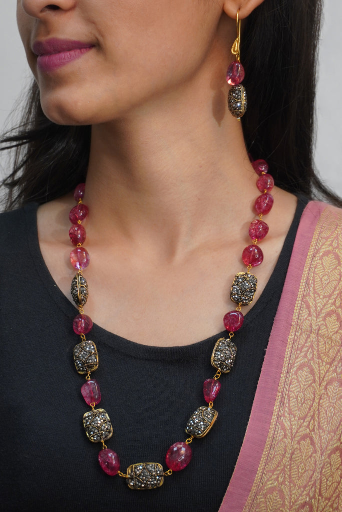 Buy Hot Pink Double Statement Necklace, Chunky Jewelry Big Beaded Necklace,  Dark Pink Necklace, Magenta Jewelry Bubble Online in India - Etsy