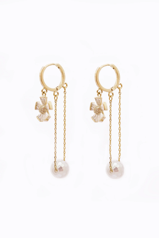 American Diamond Pearl Hoop Earrings by Niscka