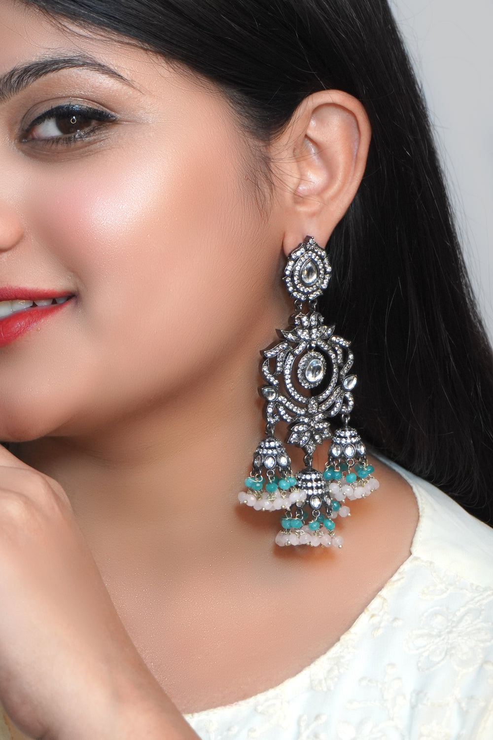 Gold Plated Green Peacock Inspired Kundan PartyWear Earrings – Priyaasi