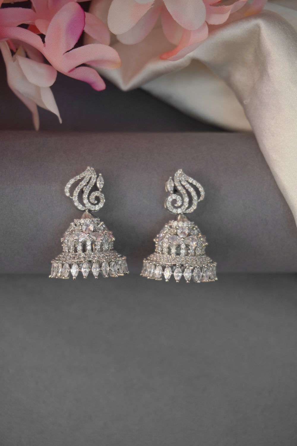 Indian Bollywood Style Jadau Small Jhumka Earring Set - Champagne | eBay