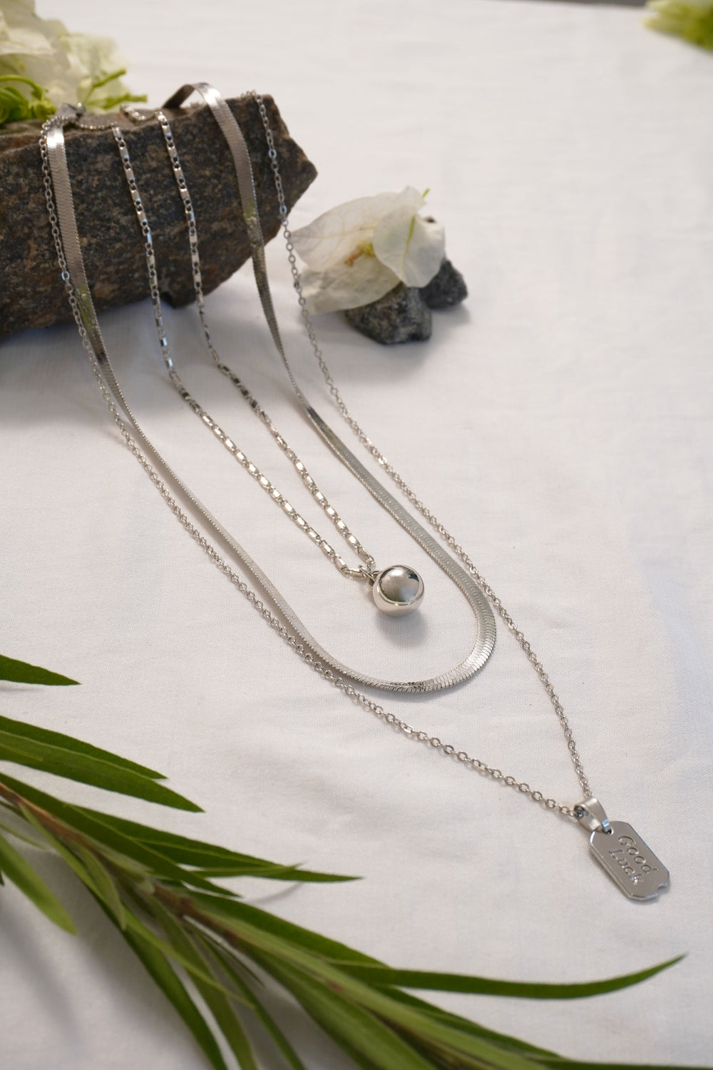 Silver Ball Chain Layered Necklace