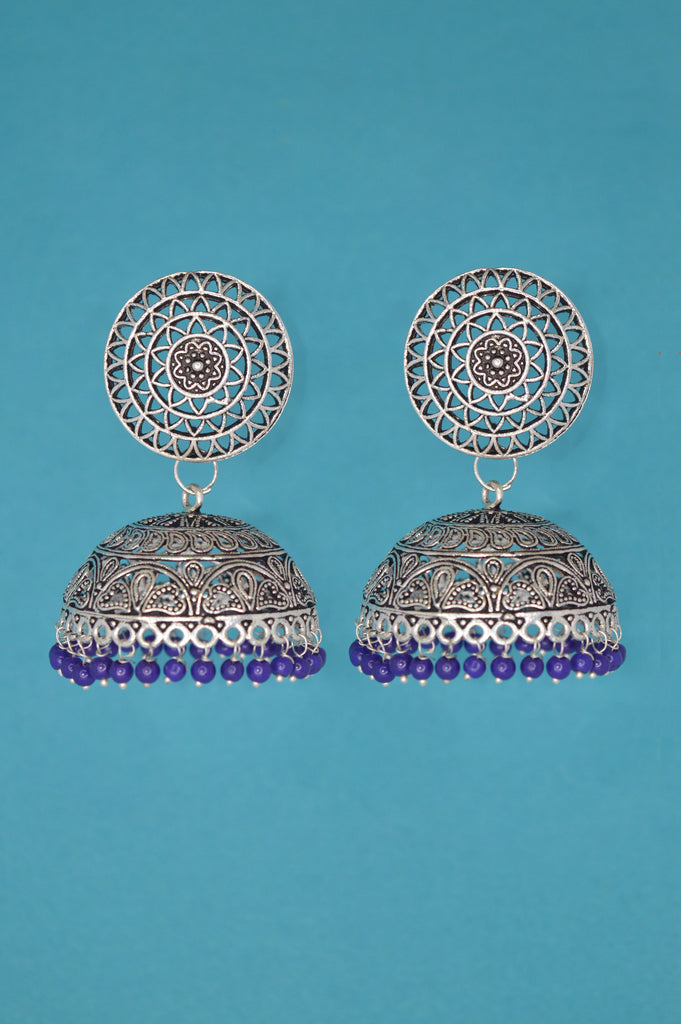 Buy Online Blue colour Round Design Hanging Earrings for Girls and Women   One Stop Fashion