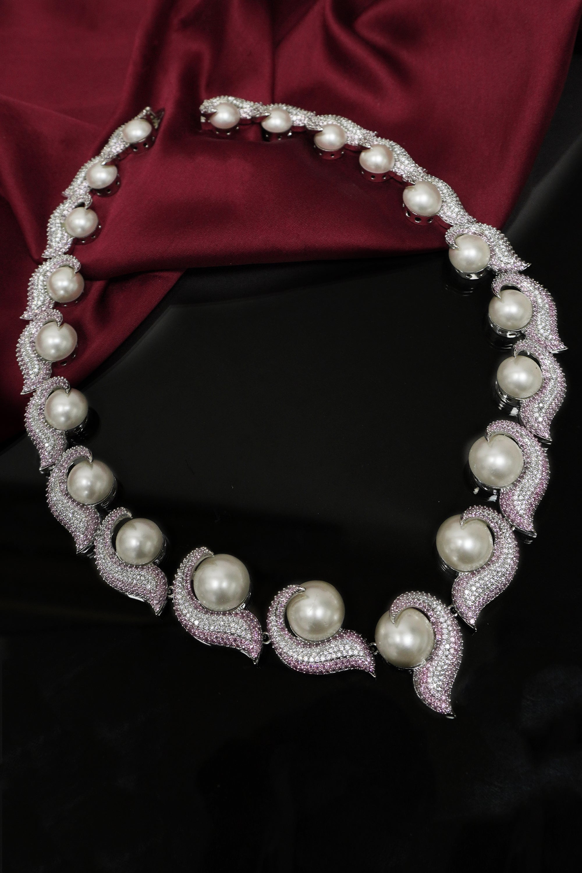 German Silver Oxidised pearl necklace with matching Jhumkas – Sujatra