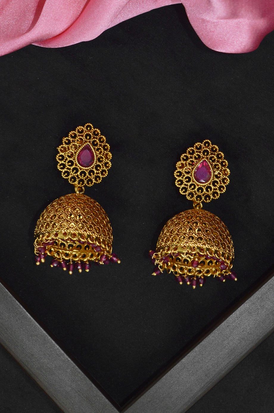 Jhumki Gold Earring by Niscka - Gold Jhumka Design - Jhumka Earrings