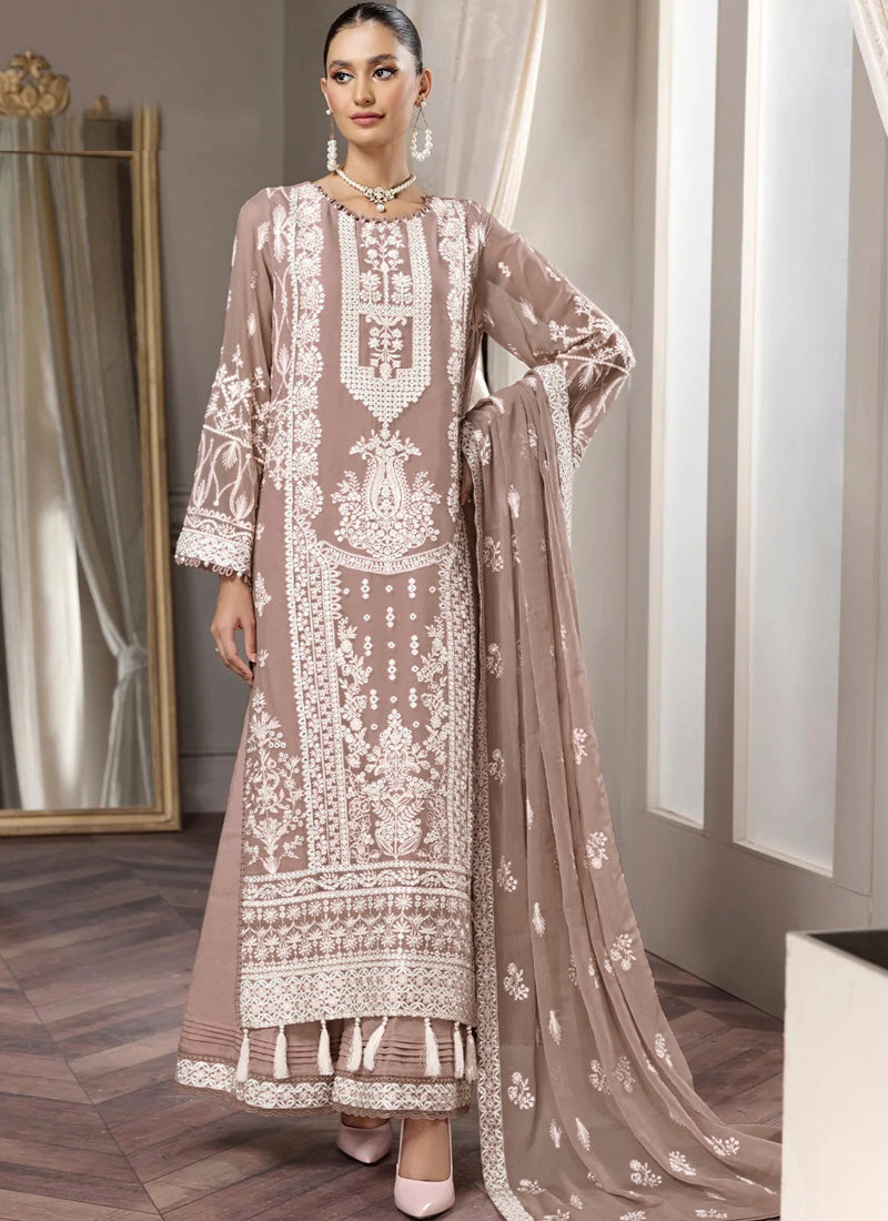 Grey Net Embroidered Work Designer Pakistani Palazzo Suit -- Miraamall -  USA UK Canada