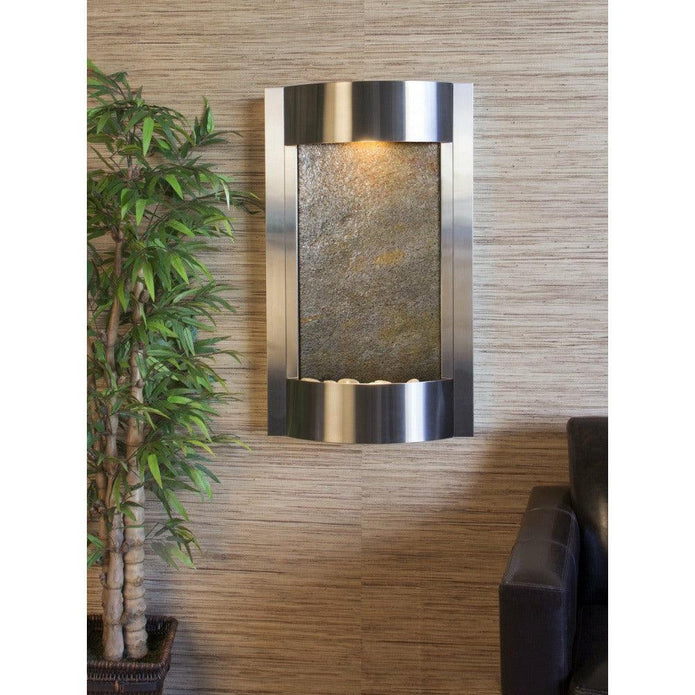 Adagio Serene Waters Natural Stone/Metal Wall Fountain with Light 