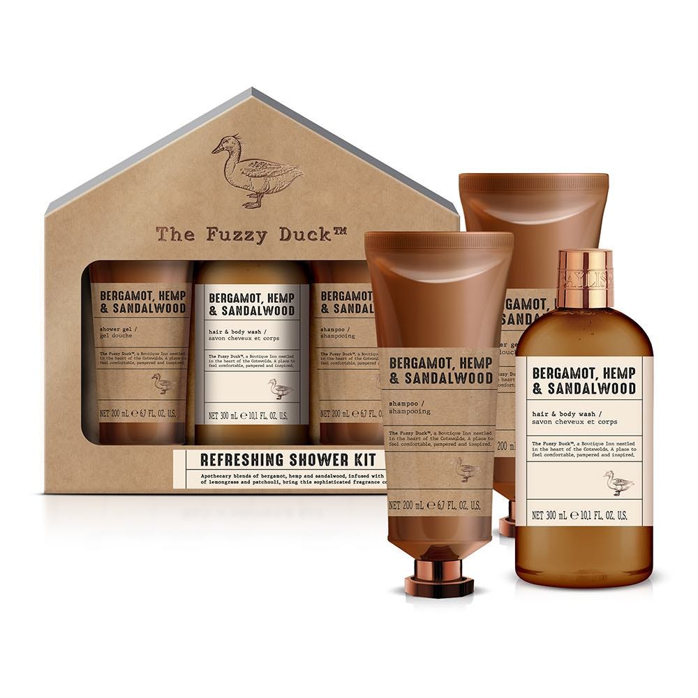 The Fuzzy Duck Bergamot, Hemp & Sandalwood Men's Luxury Trio Grooming Gift Set