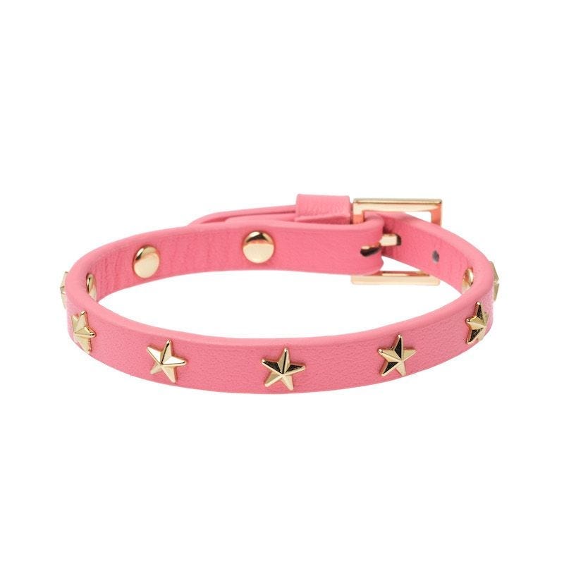 Bilde av Leather Star Stud Bracelet Mini - Geranium Pink