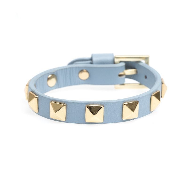Leather Stud Bracelet - Cool Blue - Accessories