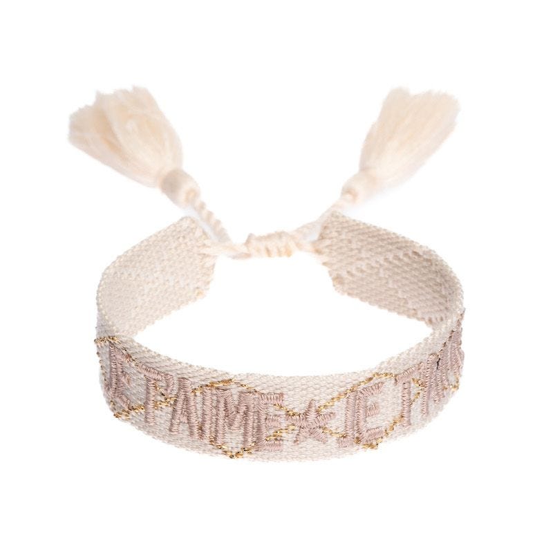 Bilde av Woven Friendship Bracelet - "je T'aime" Vanilla