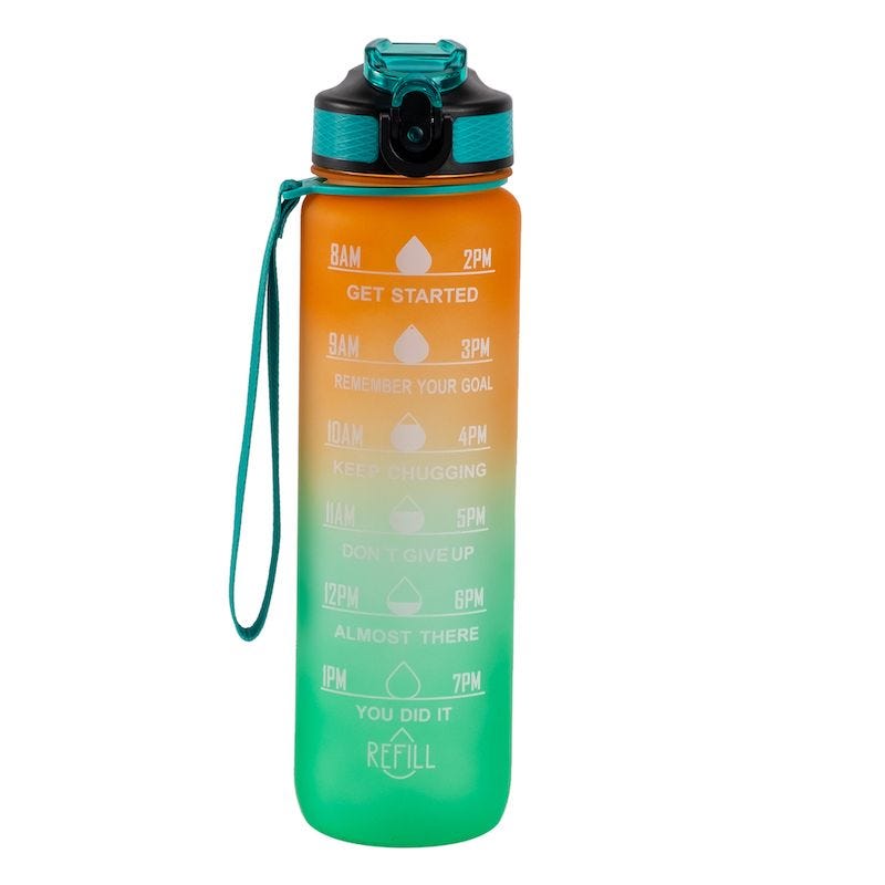 Hollywood Motivational Bottle 1000ml - Orange and Green - Accessories