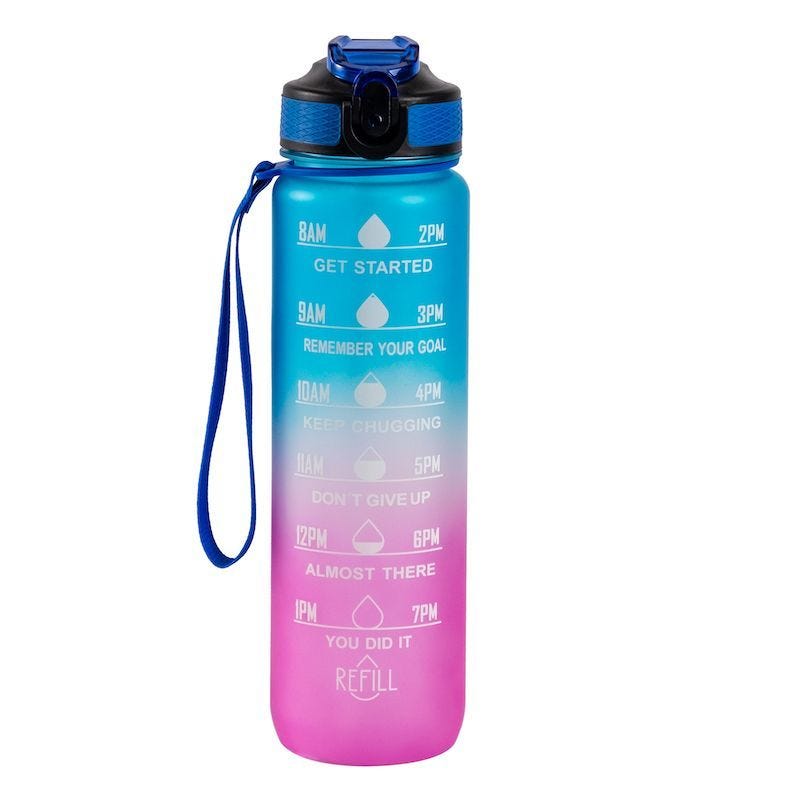 Hollywood Motivational Bottle 1000ml - Pink and Blue - Accessories
