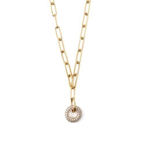 Crystal Pave Encrusted Interlocking Doughnut Necklace - Accessories