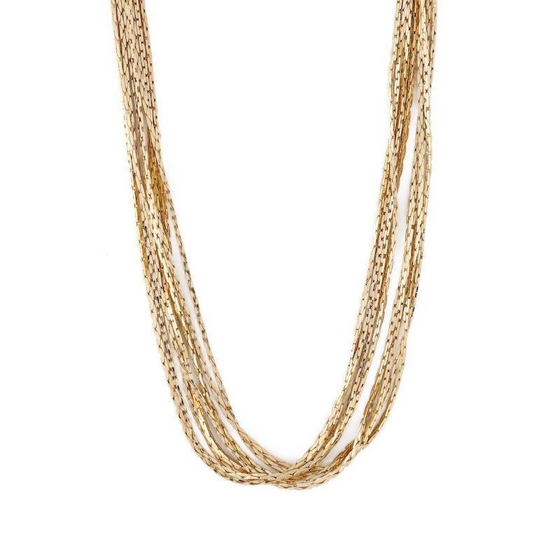 Multi Chain 8 Row Short Necklace Pale Gold - Accessories