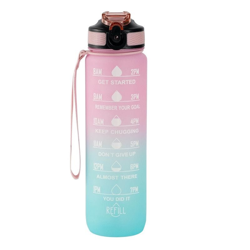 Hollywood Motivational Bottle 1000ml - Light Pink and Blue - Accessories