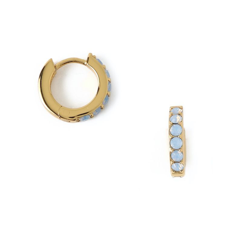 Light Sapphire Opal Drop Huggie Hoops With Perciosa® Crystals - Accessories
