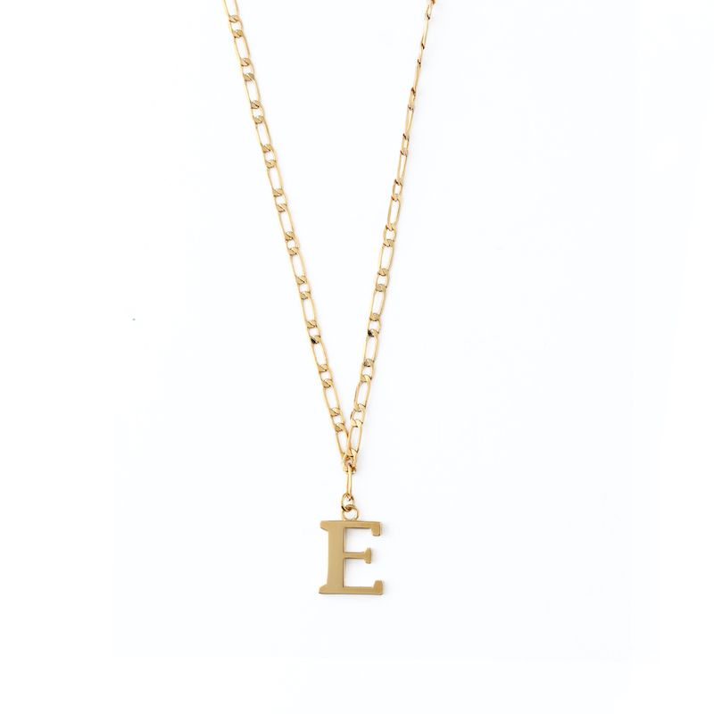 Large Letter Necklace On Open Link Chain - E In Gold