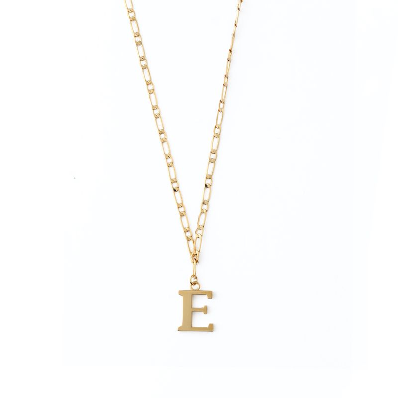 Bilde av Large Letter Necklace On Open Link Chain - E In Gold