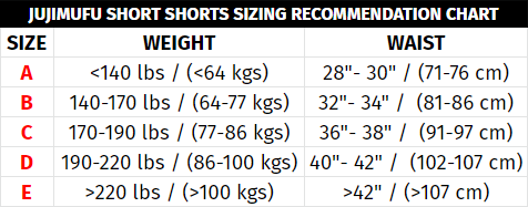 Jujimufu Short Shorts Sizing Chart