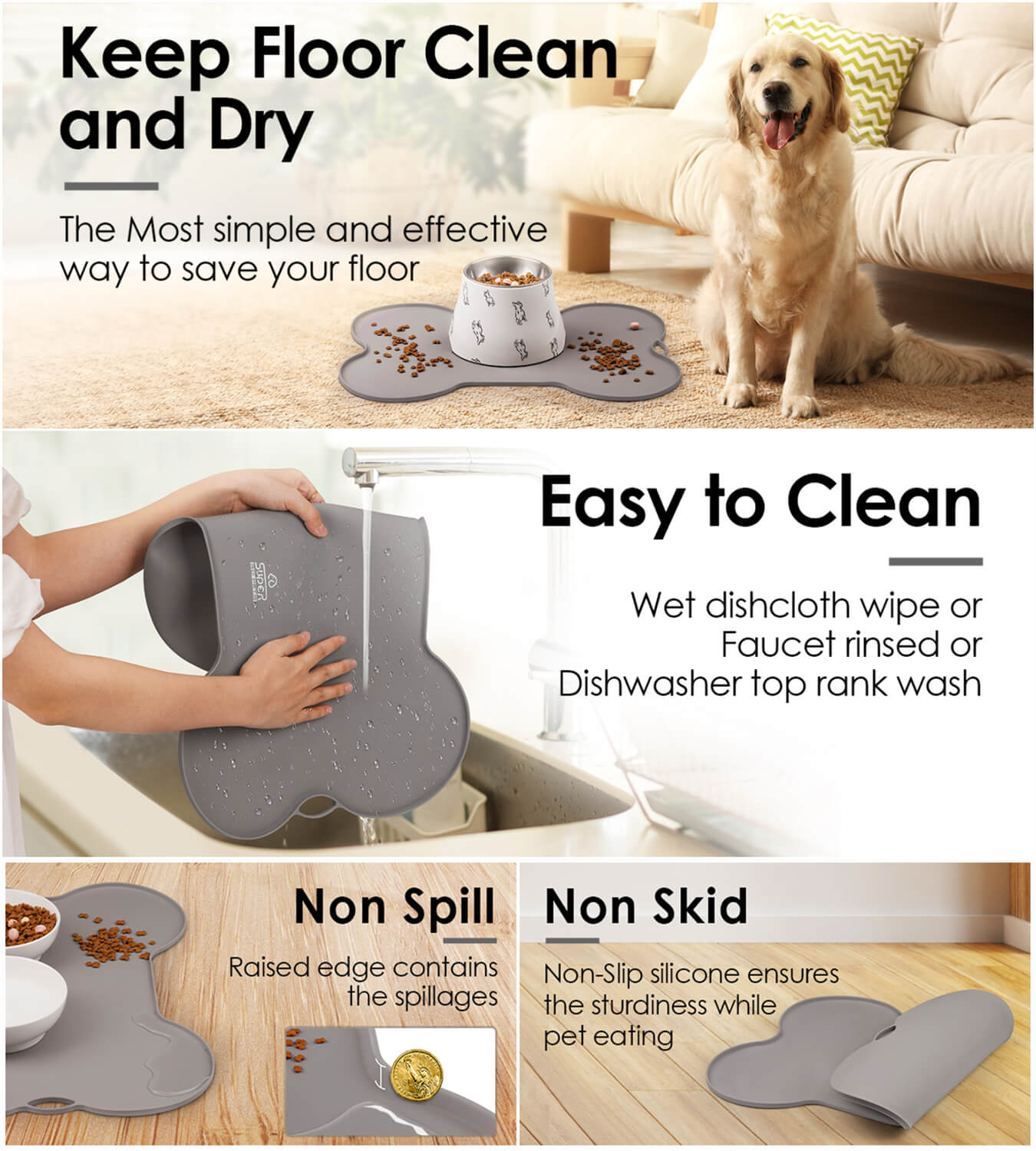 Keep Your Floors Clean With This Silicone Non slip Pet Food - Temu