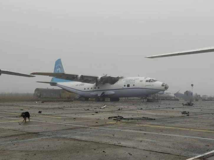 Antonov An-12 Cub after the Russian invasion of Gostomel Airfield, 2022