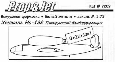 The boxart of Hs 132 from Prop Jet, Ref.7209