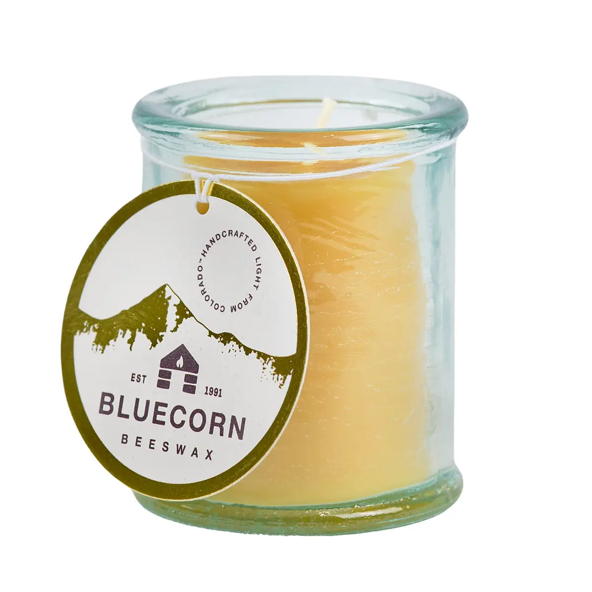 Bluecorn Beeswax Spanish 3-Wick Pure Beeswax Candle - 100% Recycled Glass