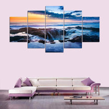 Load image into Gallery viewer, Waterfall Sunrise Scenery 5 Piece HD Multi Panel Canvas Wall Art Frame
