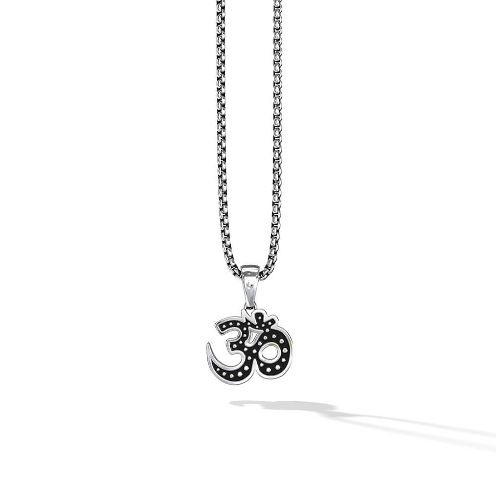 Om Pendant | 925 Sterling Silver, Rhodium Plating & Glossy Finish - AYAS product image