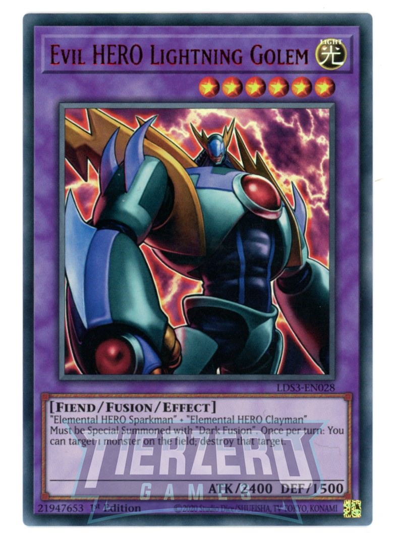 LDS3-EN028 - Evil HERO Lightning Golem - Red Ultra Rare - Effect Fusio